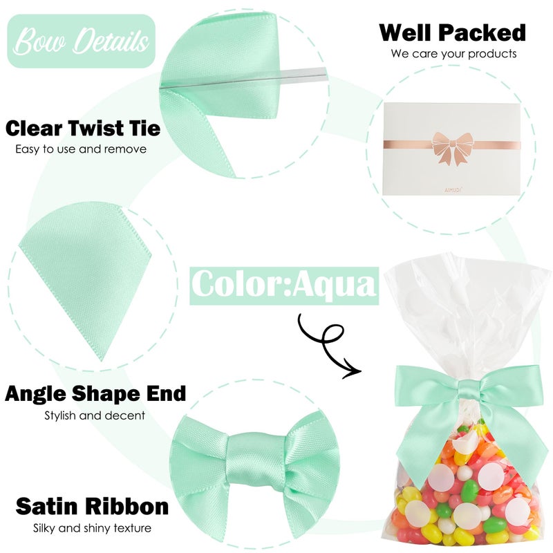 AIMUDI Black Satin Twist Tie Bows for Graduation Decorations - 3.5"" Premade Bows for Crafts  Treat Bags  Cake Pops & Wedding Favors - 50 Pack - Image 3